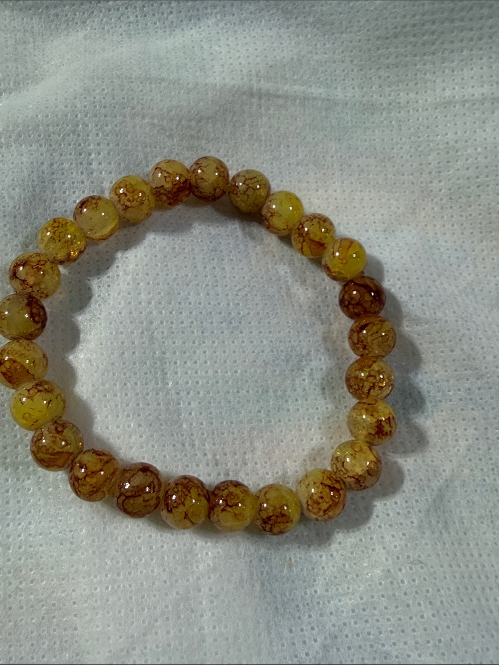 Yellow Marbled Bead Stretch Bracelet - Women Jewelry